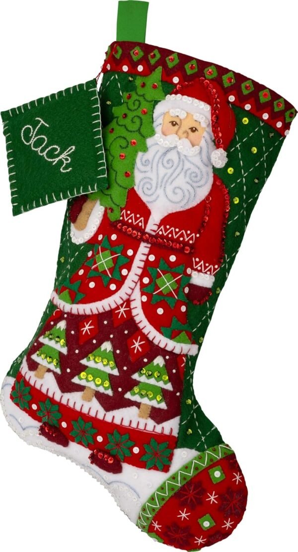Bucilla Santa's Quilted Delight | Felt Applique Christmas Stocking Kit | 89734E