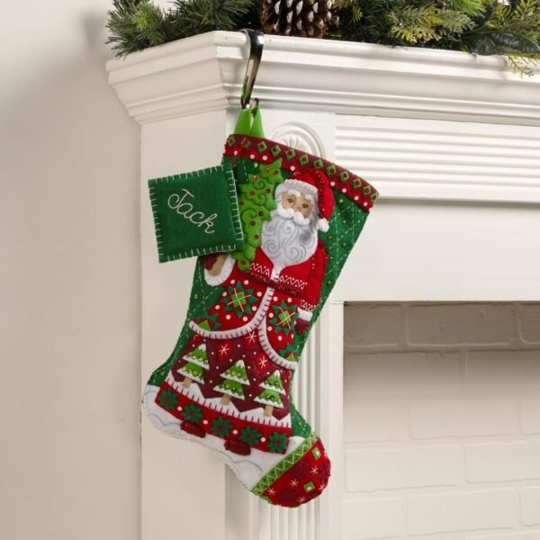 Bucilla Santa's Quilted Delight | Felt Applique Christmas Stocking Kit | 89734E