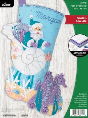 Bucilla Santa's Sea Life | Kit de media navideña de fieltro | 89771E