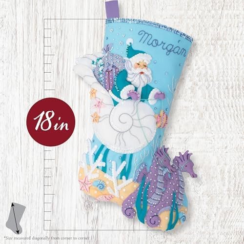 Bucilla Santa's Sea Life | Felt Applique Christmas Stocking Kit | 89771E