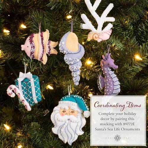 Bucilla Santa's Sea Life | Felt Applique Christmas Stocking Kit | 89771E