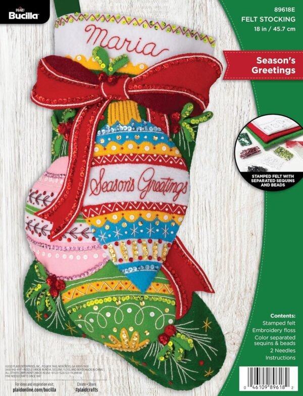 Bucilla Season's Greetings | Kit de media navideña de fieltro | 89618E