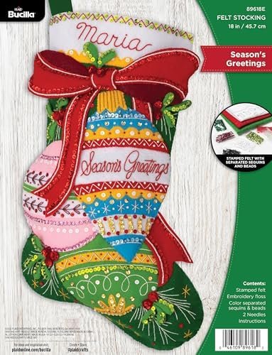 Bucilla Season's Greetings | Kit de media navideña de fieltro | 89618E