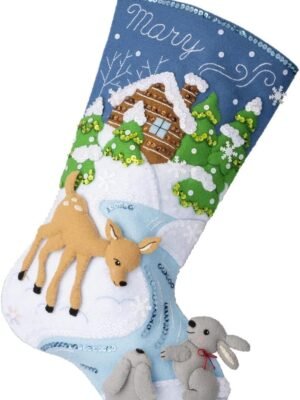 Bucilla Snowy Retreat | Kit de media navideña de fieltro | 89586E