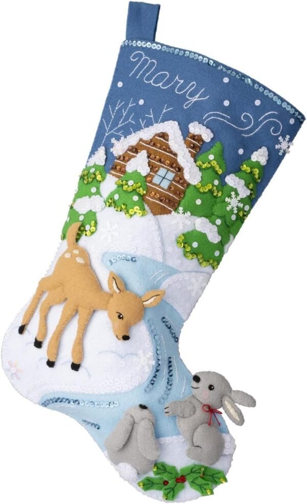 bucilla-felt-applique-18-stocking-making-kit-snowy-retreat-perfect-for-d-89586e-primary Bucilla Snowy Retreat | Felt Applique Christmas Stocking Kit | 89586E