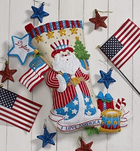 bucilla-felt-applique-18-stocking-making-kit-stars-and-stripes-santa-per-89472e-variant-01 Bucilla Stars and Stripes Santa | Kit de media navideña de fieltro | 89472E