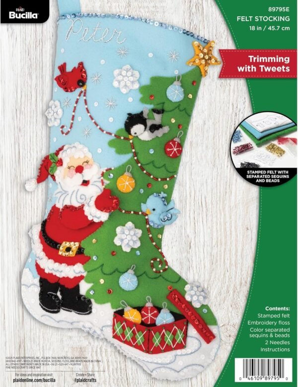 Bucilla Trimming with Tweets | Felt Applique Christmas Stocking Kit | 89795E
