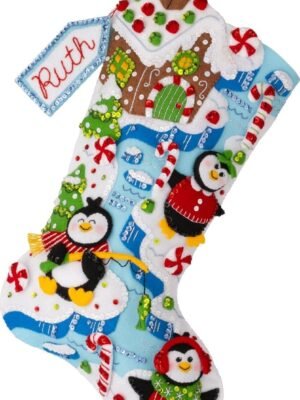Bucilla Winter Land Penguins | Kit de media navideña de fieltro | 89627E