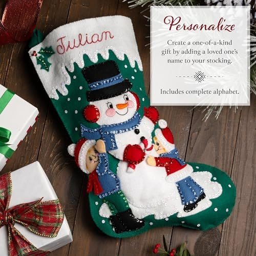 Bucilla Wintertime Buddies | Felt Applique Christmas Stocking Kit | 89805E