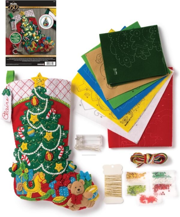 Bucilla Christmas Tree Surprise | Kit de media navideña de fieltro | 86710