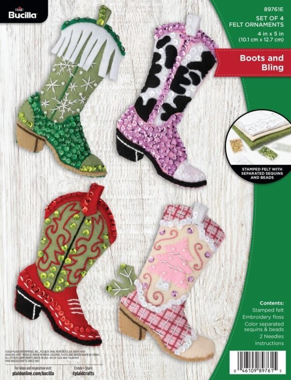Bucilla Boots and Bling | Felt Applique Ornament Kit | 89761E product image