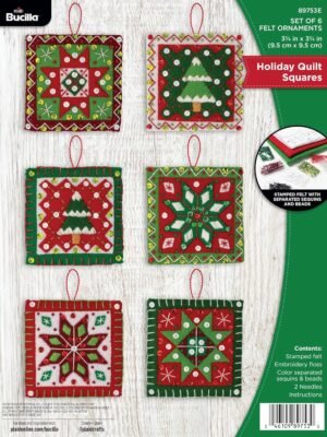 Bucilla Holiday Quilt Squares | Felt Applique Ornament Kit | 89753E product image