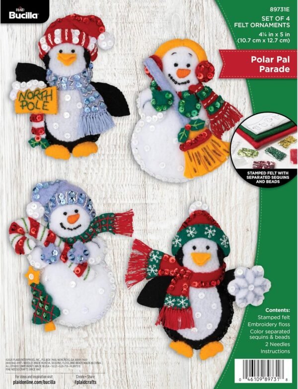 Bucilla Polar Pal Parade | Felt Applique Ornament Kit | 89731E product image