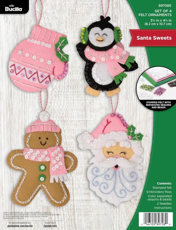 Bucilla Santa Sweets | Felt Applique Ornament Kit | 89708E product image