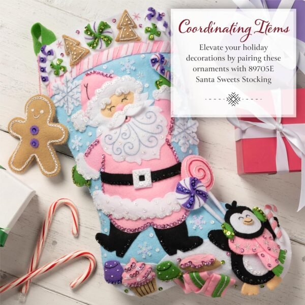 Bucilla Santa Sweets | Kit de adornos de fieltro | 89708E
