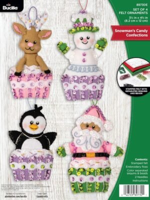 Bucilla Snowman's Candy Confections | Felt Applique Ornament Kit | 89730E product image