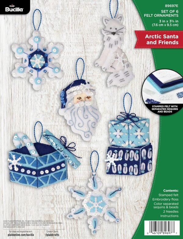 bucilla-felt-applique-6-piece-ornament-making-kit-arctic-santa-friends-p-89697e-primary Bucilla Arctic Santa & Friends | Felt Applique Ornament Kit | 89697E product image