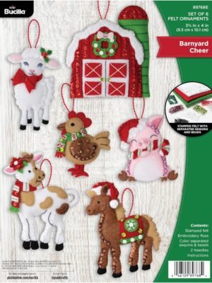Bucilla Barnyard Cheer | Felt Applique Ornament Kit | 89768E product image