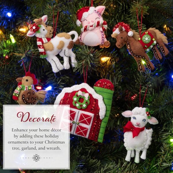 bucilla-felt-applique-6-piece-ornament-making-kit-barnyard-cheer-perfect-89768e-variant-03 Bucilla Barnyard Cheer | Kit de adornos de fieltro | 89768E