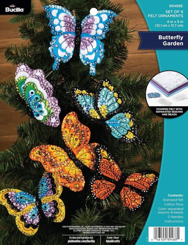 Bucilla Butterfly Garden | Felt Applique Ornament Kit | 89488E product image