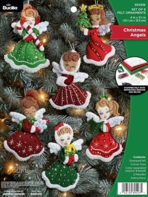 bucilla-felt-applique-6-piece-ornament-making-kit-christmas-angels-perfe-89493e-primary Bucilla Christmas Angels | Felt Applique Ornament Kit | 89493E product image