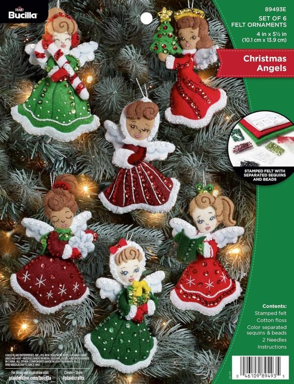 Bucilla Christmas Angels | Felt Applique Ornament Kit | 89493E product image
