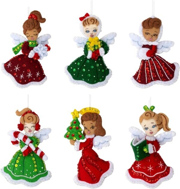 Bucilla Christmas Angels | Felt Applique Ornament Kit | 89493E product image