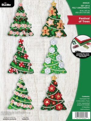 bucilla-felt-applique-6-piece-ornament-making-kit-festival-of-trees-perf-89662e-primary Bucilla Festival of Trees | Felt Applique Ornament Kit | 89662E product image
