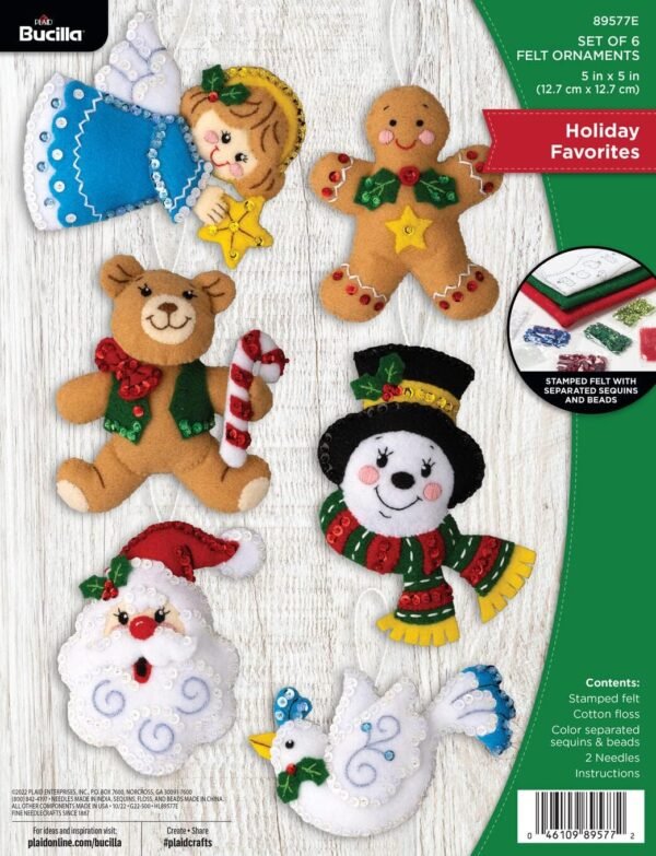 bucilla-felt-applique-6-piece-ornament-making-kit-holiday-favorites-perf-89577e-primary Bucilla Holiday Favorites | Felt Applique Ornament Kit | 89577E product image