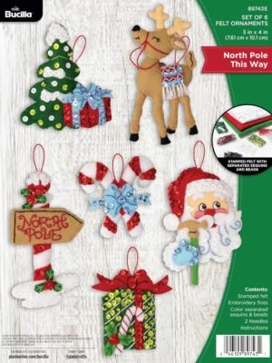 Bucilla North Pole This Way | Felt Applique Ornament Kit | 89743E product image