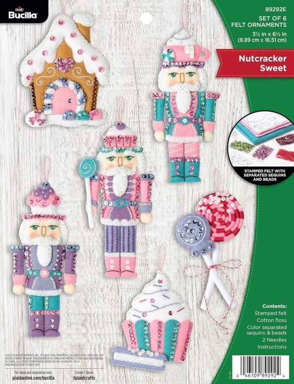 Bucilla Nutcracker Sweet | Felt Applique Ornament Kit | 89292E product image