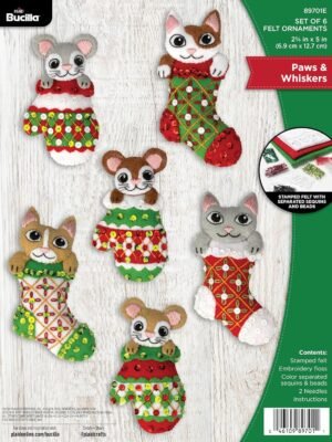 Bucilla Paws & Whiskers | Felt Applique Ornament Kit | 89701E product image