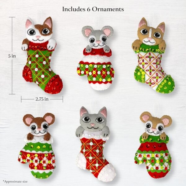 Bucilla Paws & Whiskers | Felt Applique Ornament Kit | 89701E product image