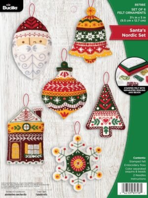 Bucilla Santa's Nordic Set | Felt Applique Ornament Kit | 89798E product image