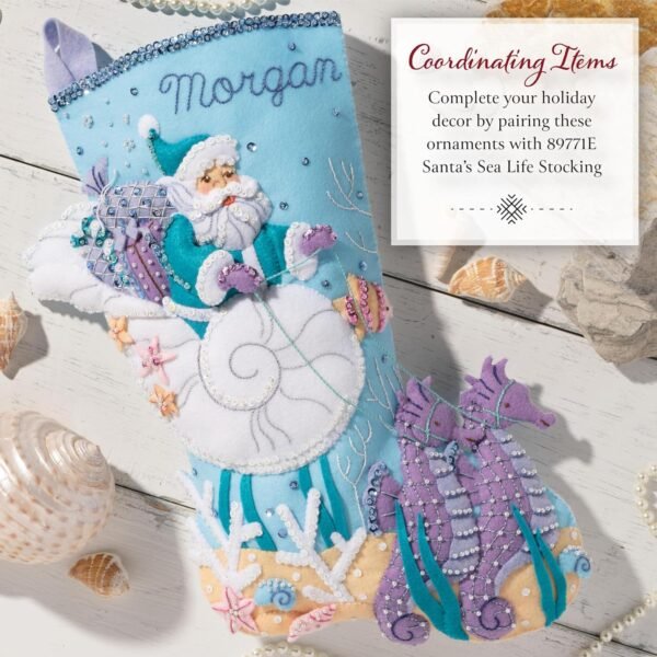 Bucilla Santa's Sea Life | Felt Applique Ornament Kit | 89772E product image