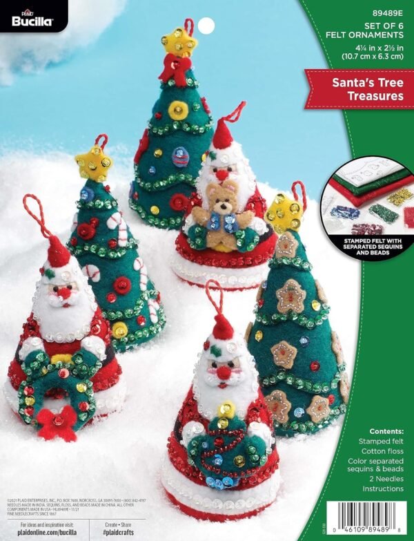 Bucilla Santa's Tree Treasures | Felt Applique Ornament Kit | 89489E product image