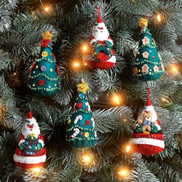 Bucilla Santa's Tree Treasures | Kit de adornos de fieltro | 89489E