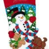 Bucilla Snowman and Puppies | Felt Applique Christmas Stocking Kit | 86900E