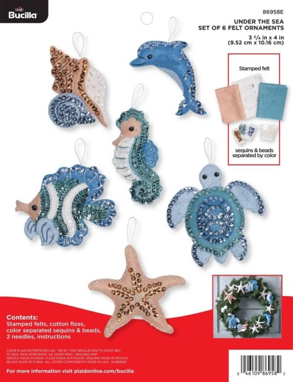 Bucilla Under the Sea | Felt Applique Ornament Kit | 86958E product image