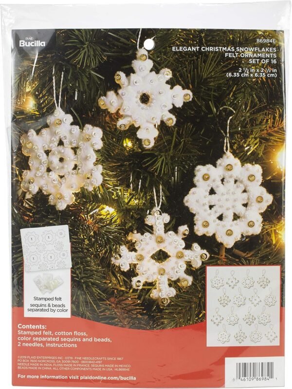 Bucilla Elegant Christmas Snowflakes | Felt Applique Ornament Kit | 86984E product image