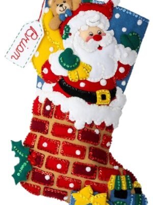 Bucilla Jolly Chimney Santa | Kit de media navideña de fieltro | 89543E