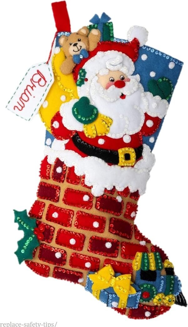 bucilla-felt-applique-stocking-kit-jolly-chimney-santa-18-felt-applique-89543e-primary Bucilla Jolly Chimney Santa | Felt Applique Christmas Stocking Kit | 89543E