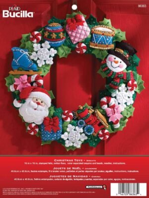 Bucilla Christmas Toys | Kit de corona navideña de fieltro | 86363