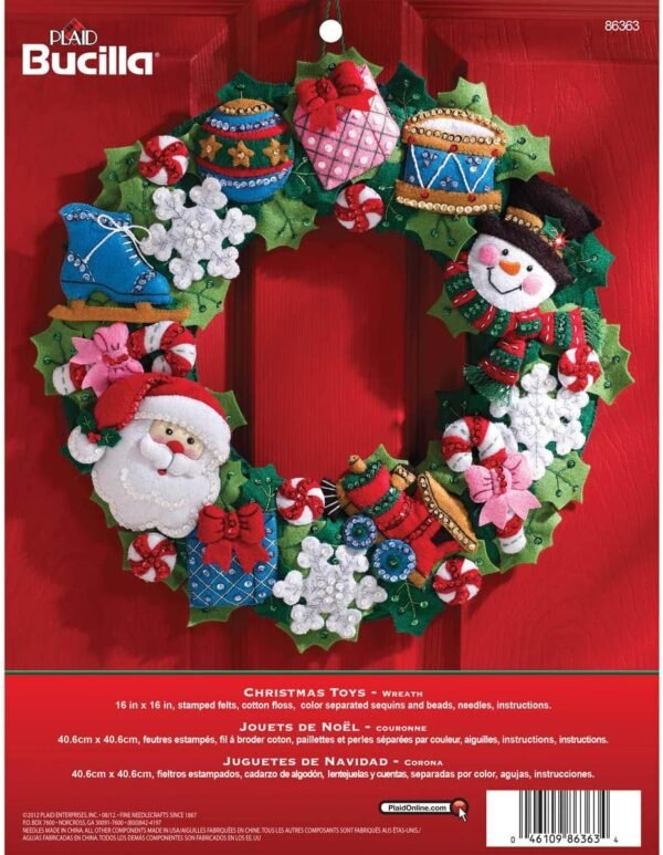 Bucilla Christmas Toys | Felt Applique Wreath Kit | 86363