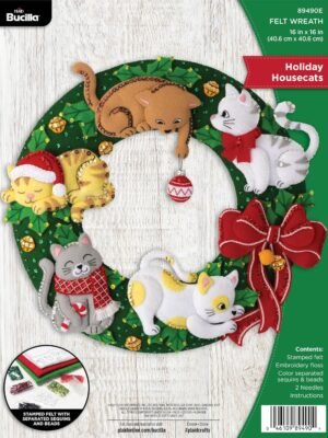 bucilla-felt-applique-wreath-kit-holiday-housecats-perfect-for-diy-arts-89490e-primary Bucilla Holiday Housecats | Felt Applique Wreath Kit | 89490E