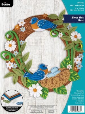 bucilla-felt-applique-wreath-making-kit-bless-this-nest-perfect-for-diy-89672e-primary Bucilla Bless This Nest | Felt Applique Wreath Kit | 89672E