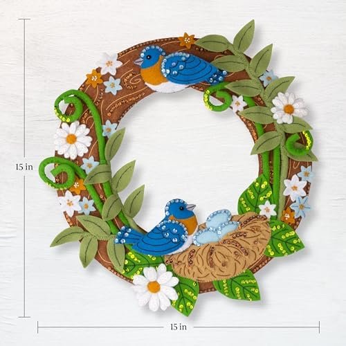 Bucilla Bless This Nest | Felt Applique Wreath Kit | 89672E