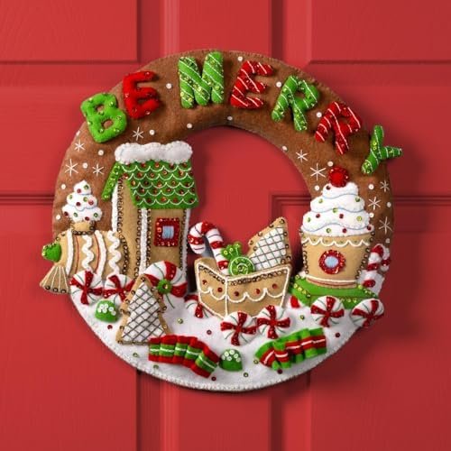 Bucilla Gingerbread Express | Felt Applique Wreath Kit | 89677E