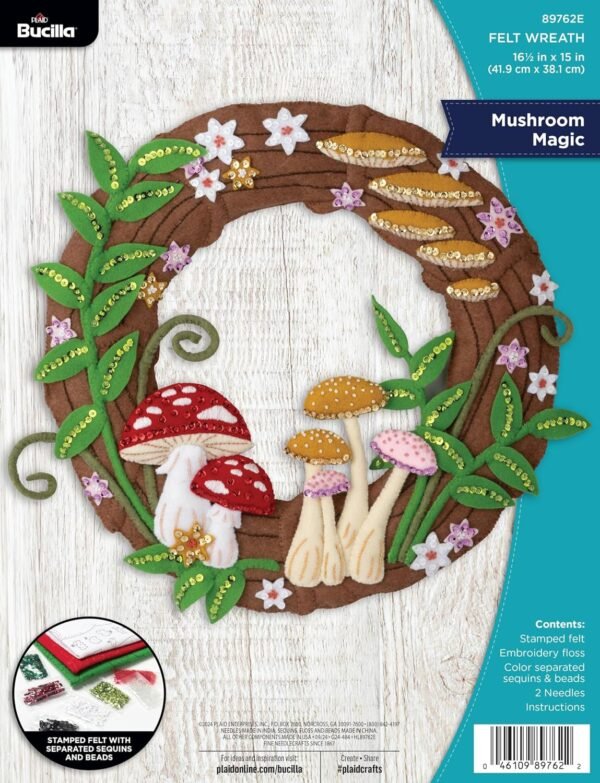 Bucilla Mushroom Magic | Felt Applique Wreath Kit | 89762E