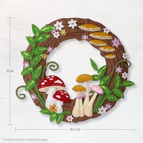 Bucilla Mushroom Magic | Felt Applique Wreath Kit | 89762E